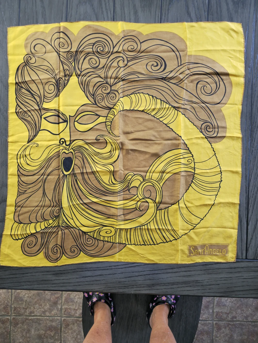 Georgio Sant Angelo Hand Rolled Mythical Graphic Silk Scarf
